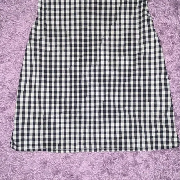 M VTG Kookai Black & White Gingham Print Picnic Hourglass Bodycon Mini Dress - Picture 6 of 10